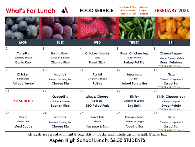 AHS Lunch Menu